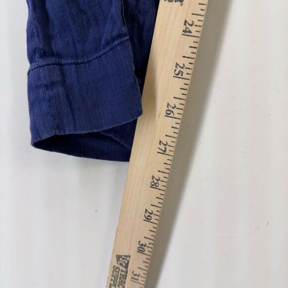 Vince Women's Blue Elastic Waist Belted Linen Blend Trousers Slim Pants Size 2 - Picture 13 of 14